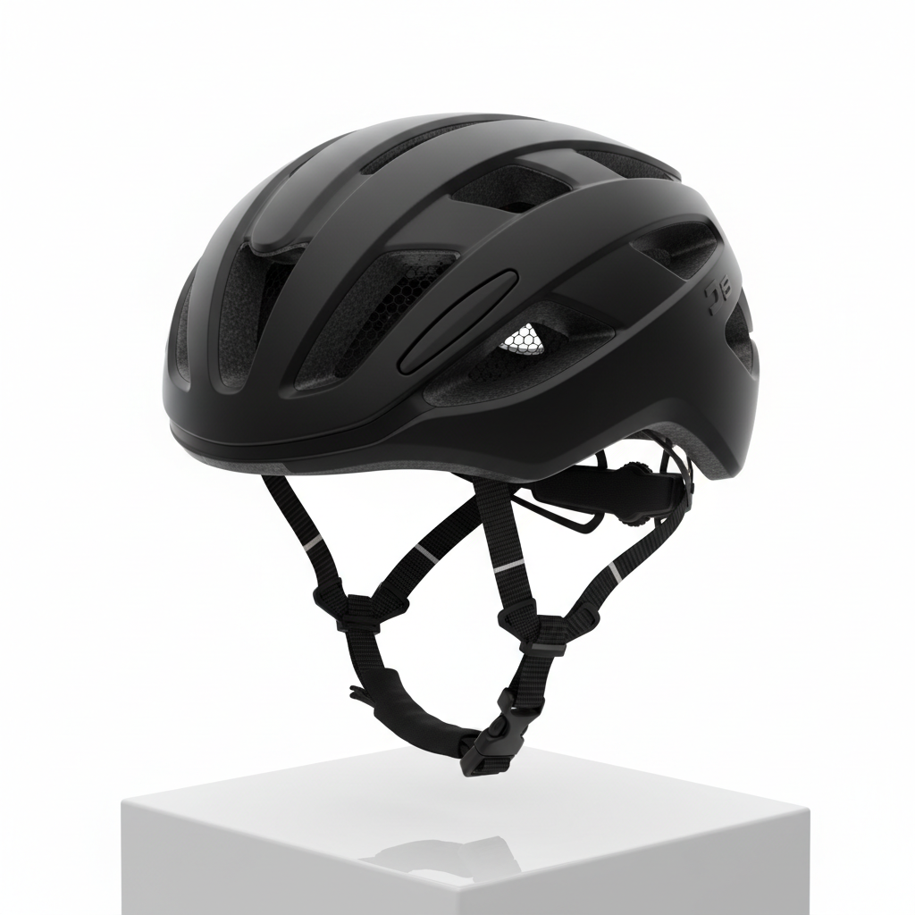 Aerodynamic matte black bike helmet with ventilation slots